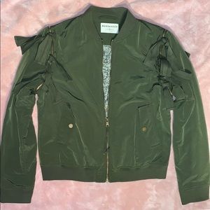 Marrakech - Army Green Bow Nylon Bomber Jacket